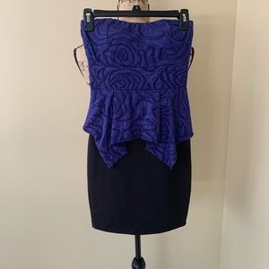 Body Central strapless violet/black dress